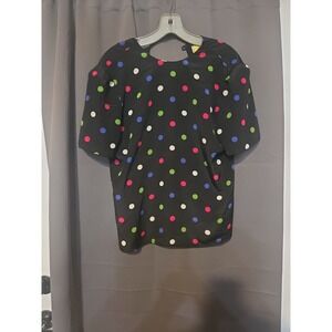 Kasper for A.S.L Polka Dot Shirt, Women's Size 6 Short Sleeve Blouse Office Wear